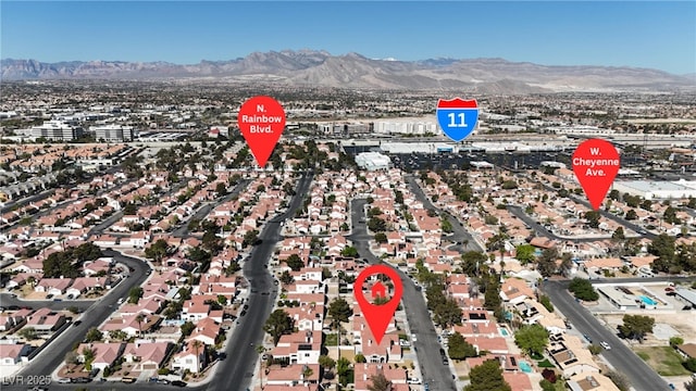 6509 Old Oxford Ave, Las Vegas, NV 89108 - bird's eye view featuring a mountain view and a residential view