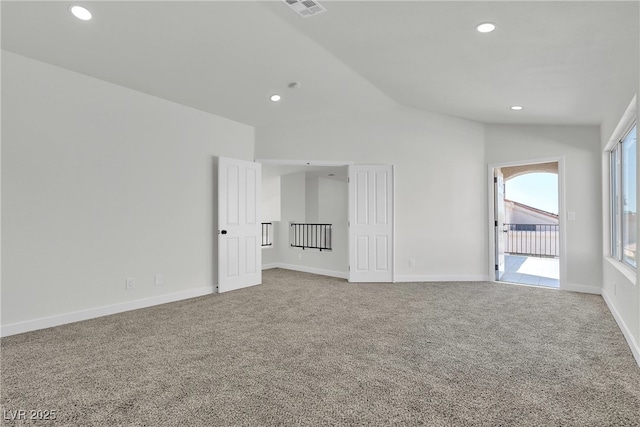6509 Old Oxford Ave, Las Vegas, NV 89108 - unfurnished bedroom with carpet floors, baseboards, recessed lighting, and lofted ceiling