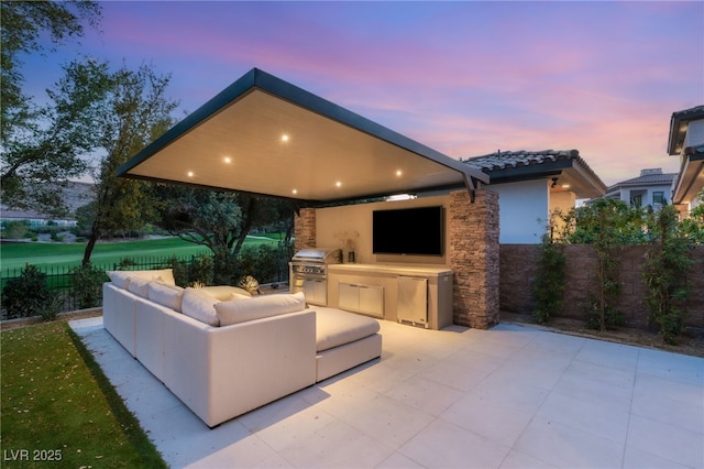 15 Vintage Canyon St, Las Vegas, NV 89141 - view of patio / terrace featuring outdoor lounge area, exterior kitchen, area for grilling, and fence