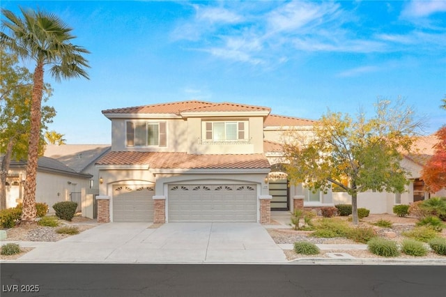 2236 Timber Rose Dr, Las Vegas, NV 89134 - view of front facade featuring concrete driveway, stucco siding, a tiled roof, and an attached garage