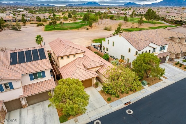 aerial view with a residential view and a mountain view
