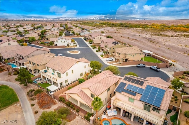 birds eye view of property featuring a residential view and a mountain view