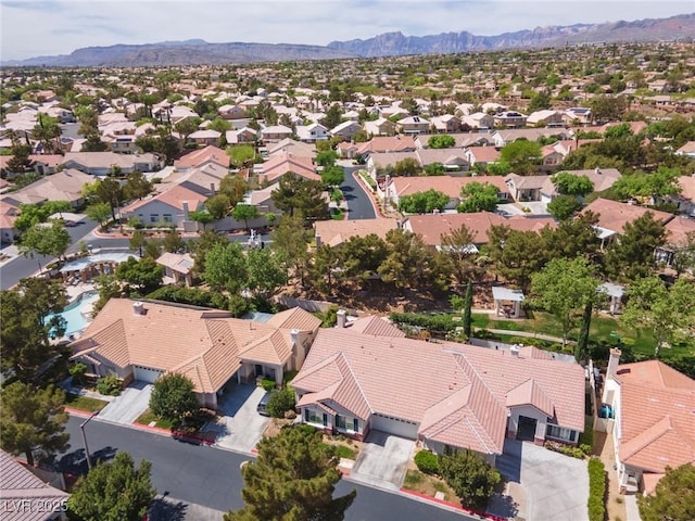 aerial view with a residential view and a mountain view