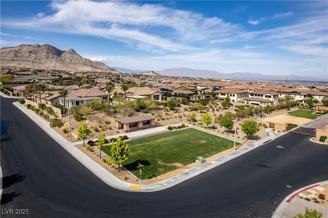 property view of mountains with a residential view