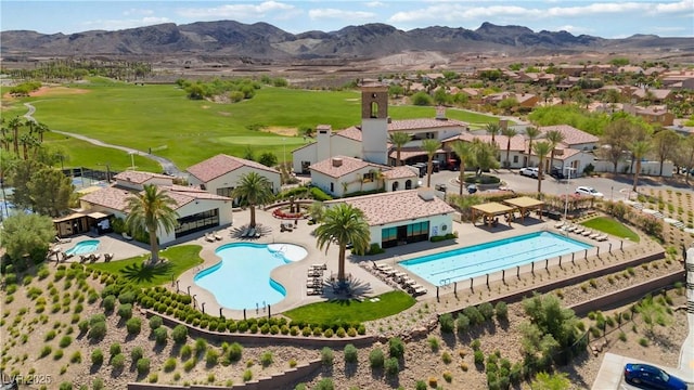 1185 Via Casa Palermo, Henderson, NV 89011 - bird's eye view featuring a residential view, a mountain view, and view of golf course