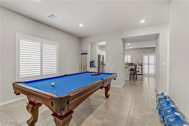 8351 Gold River Ct, Las Vegas, NV 89113 - game room featuring pool table, baseboards, visible vents, and recessed lighting