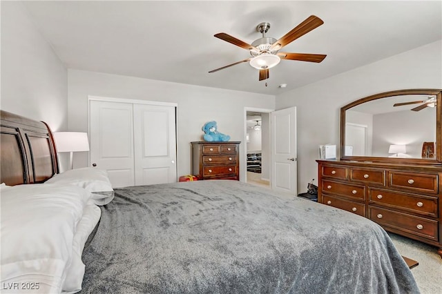 8351 Gold River Ct, Las Vegas, NV 89113 - carpeted bedroom with a ceiling fan and a closet