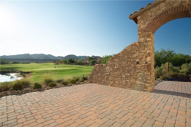 109 Reverie Heights Ave, Henderson, NV 89011 - view of patio / terrace with a mountain view and golf course view