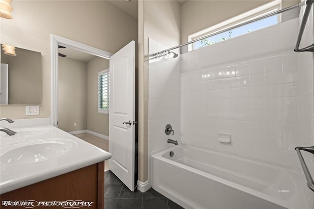 1348 Basin Vw, Mesquite, NV 89034 - bathroom with double vanity,  shower combination, plenty of natural light, and tile patterned flooring