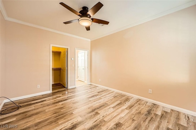 8318 Sonora Del Sol St, Las Vegas, NV 89113 - spare room with light wood-style floors, baseboards, ceiling fan, and crown molding