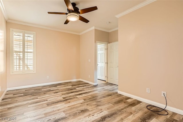 8318 Sonora Del Sol St, Las Vegas, NV 89113 - unfurnished room featuring ceiling fan, ornamental molding, wood finished floors, and baseboards