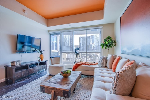 4525 Dean Martin Dr Unit 1103, Las Vegas, NV 89103 - living room featuring a raised ceiling