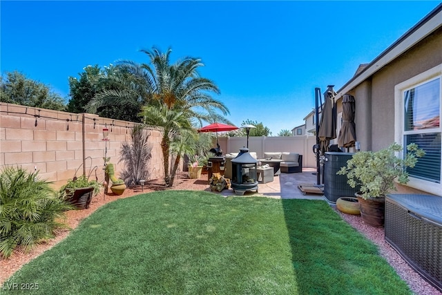 448 Bright Moon Ave, North Las Vegas, NV 89084 - view of yard with an outdoor living space, cooling unit, and a patio area