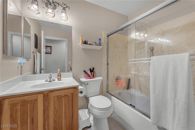 4878 Friar Tuck Ave, Las Vegas, NV 89130 - full bathroom featuring vanity, enclosed tub / shower combo, and toilet
