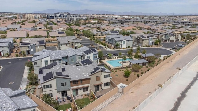 bird's eye view with a mountain view and a residential view