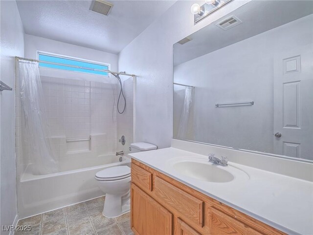 5929 Sleepy Fawn Dr, Las Vegas, NV 89142 - bathroom with toilet, vanity, shower / bath combo with shower curtain, and visible vents