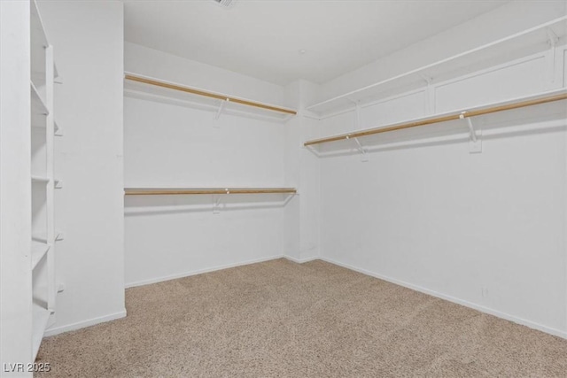 walk in closet with carpet