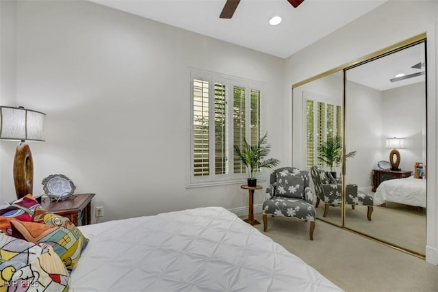 1805 Prichard Ave, Henderson, NV 89052 - carpeted bedroom with a closet, ceiling fan, baseboards, and recessed lighting