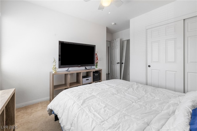 6108 Percussion Ct, Las Vegas, NV 89139 - bedroom featuring light colored carpet, baseboards, and a ceiling fan