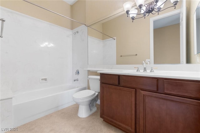 1111 Casa Palermo Cir, Henderson, NV 89011 - full bath with tub / shower combination, vanity, tile patterned flooring, toilet, and a chandelier