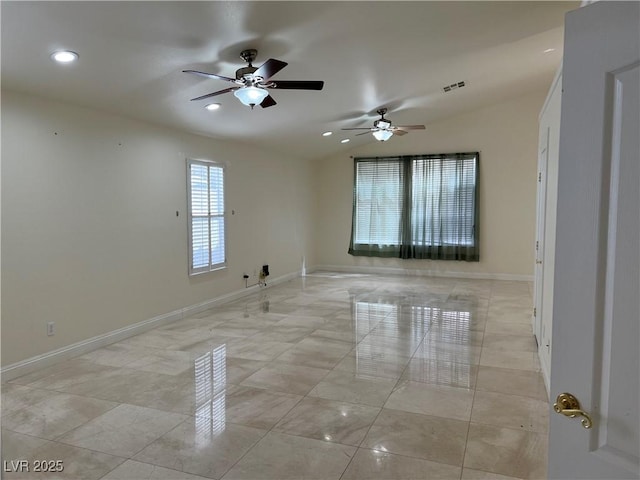 5554 Chicory Falls Ct, Las Vegas, NV 89148 - empty room featuring recessed lighting, visible vents, baseboards, and a ceiling fan