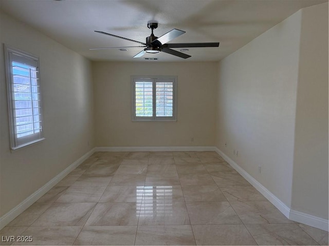 5554 Chicory Falls Ct, Las Vegas, NV 89148 - spare room featuring visible vents, baseboards, and a ceiling fan