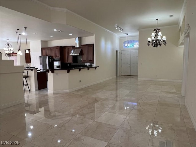 5554 Chicory Falls Ct, Las Vegas, NV 89148 - interior space with a chandelier, marble finish floor, and ornamental molding