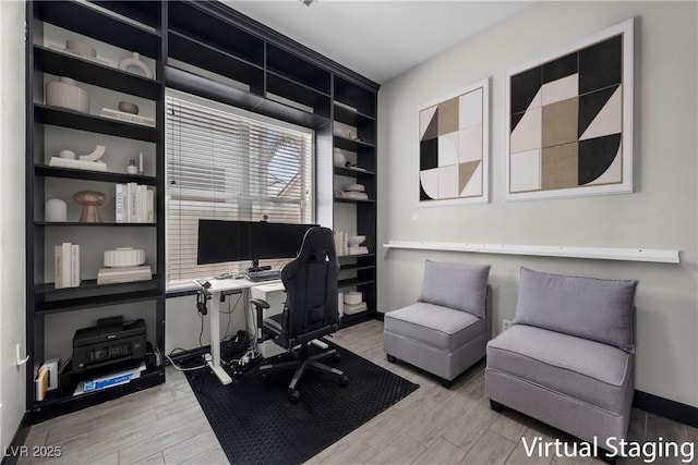 10342 Cherry Brook St, Las Vegas, NV 89183 - home office with wood finished floors, baseboards, and built in shelves