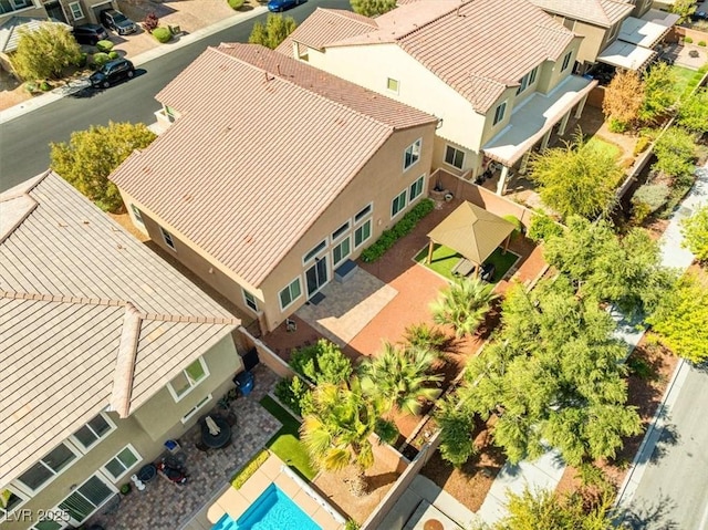 aerial view with a residential view