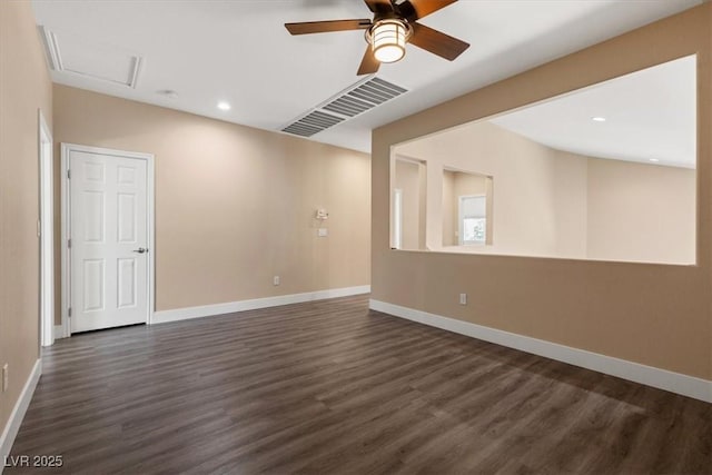4212 Hawks Glide Ave, North Las Vegas, NV 89084 - unfurnished room featuring dark wood-type flooring, a ceiling fan, and recessed lighting