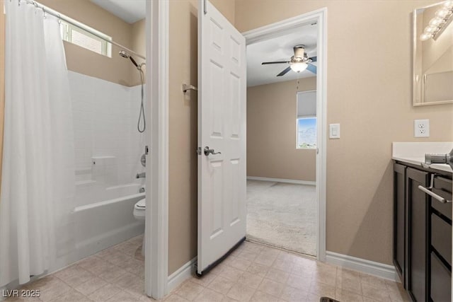 4212 Hawks Glide Ave, North Las Vegas, NV 89084 - full bath featuring vanity, shower / bath combo with shower curtain, and a ceiling fan