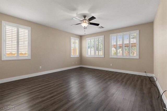 4212 Hawks Glide Ave, North Las Vegas, NV 89084 - unfurnished room with plenty of natural light, dark wood-type flooring, and ceiling fan