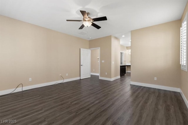 4212 Hawks Glide Ave, North Las Vegas, NV 89084 - unfurnished living room featuring ceiling fan, dark wood-style floors, plenty of natural light, and recessed lighting