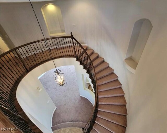 stairway with arched walkways