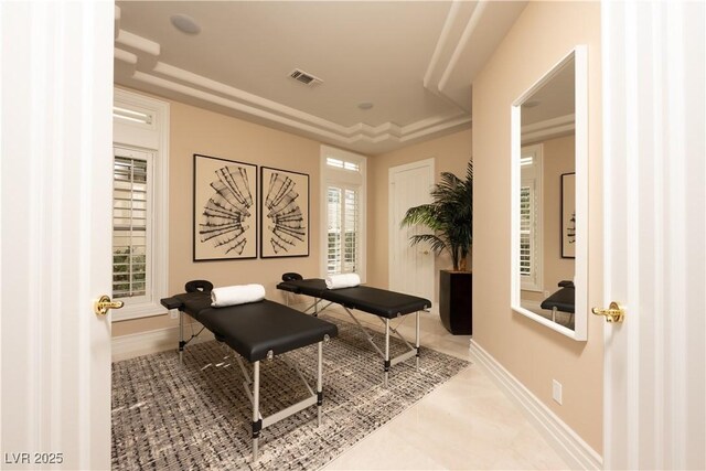 5020 Spanish Heights Dr, Las Vegas, NV 89148 - office with a tray ceiling and baseboards