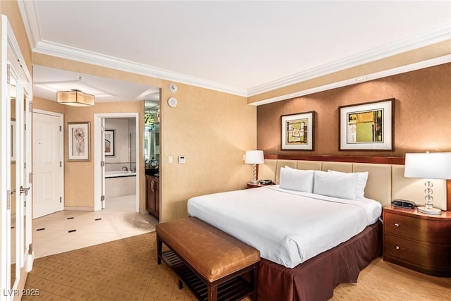 145 E Harmon Ave Unit 2019, Las Vegas, NV 89109 - bedroom featuring ensuite bath and crown molding