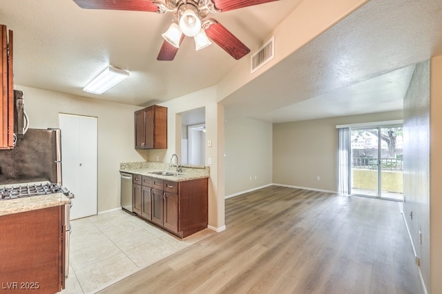 2120 Ramrod Ave Unit 2216, Henderson, NV 89014 - kitchen with ceiling fan, visible vents, a sink, stainless steel appliances, and open floor plan