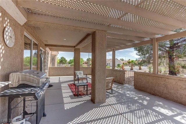 8801 Villa Ridge Dr, Las Vegas, NV 89134 - view of patio / terrace featuring an outdoor living space, area for grilling, and a pergola