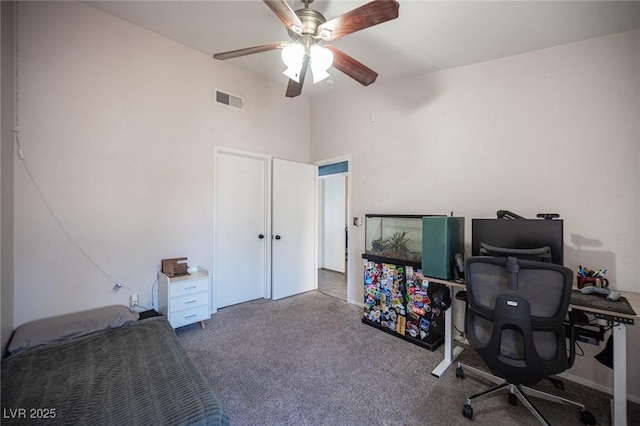7103 Shadow Crest Dr, Las Vegas, NV 89119 - office area featuring carpet and ceiling fan