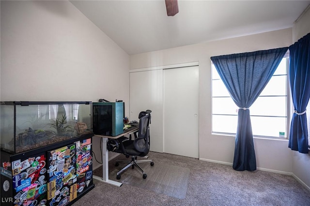 7103 Shadow Crest Dr, Las Vegas, NV 89119 - office space featuring carpet floors, ceiling fan, and baseboards