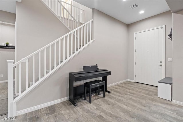 342 Molinetto St, Las Vegas, NV 89138 - entrance foyer featuring recessed lighting, stairs, visible vents, and baseboards