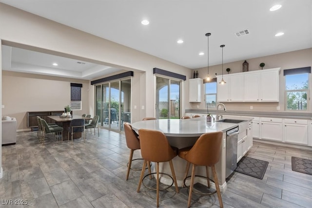 342 Molinetto St, Las Vegas, NV 89138 - kitchen featuring a sink, white cabinets, recessed lighting, and plenty of natural light