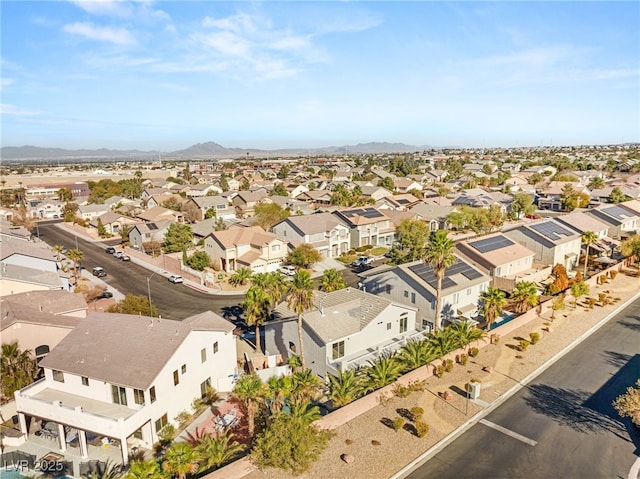birds eye view of property with a residential view and a mountain view