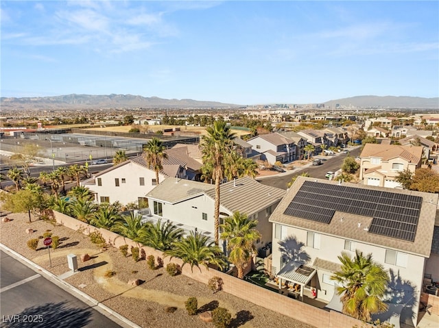 aerial view with a mountain view and a residential view