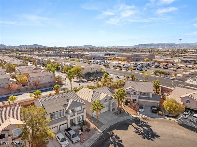 birds eye view of property featuring a residential view and a mountain view