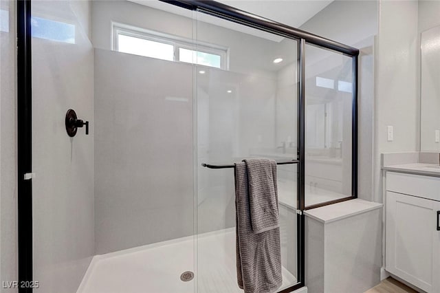 8349 Pollenzo Ave, Las Vegas, NV 89178 - bathroom with a stall shower and vanity