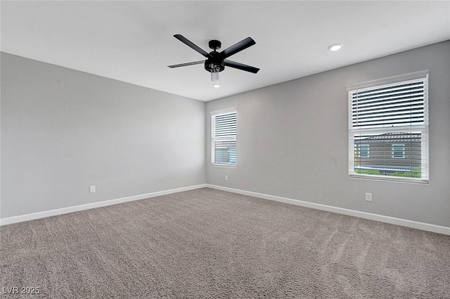 8349 Pollenzo Ave, Las Vegas, NV 89178 - unfurnished room featuring a ceiling fan, baseboards, carpet, and recessed lighting