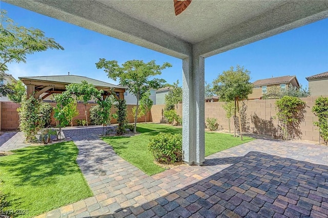 8349 Pollenzo Ave, Las Vegas, NV 89178 - view of patio featuring ceiling fan and a gazebo