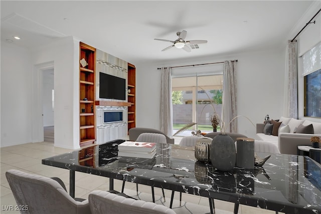437 Via Stretto Ave, Henderson, NV 89011 - tiled dining room featuring recessed lighting and a ceiling fan