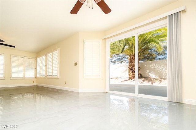 2105 Harbor Cliff Dr, Las Vegas, NV 89128 - empty room with marble tiled floors and a ceiling fan